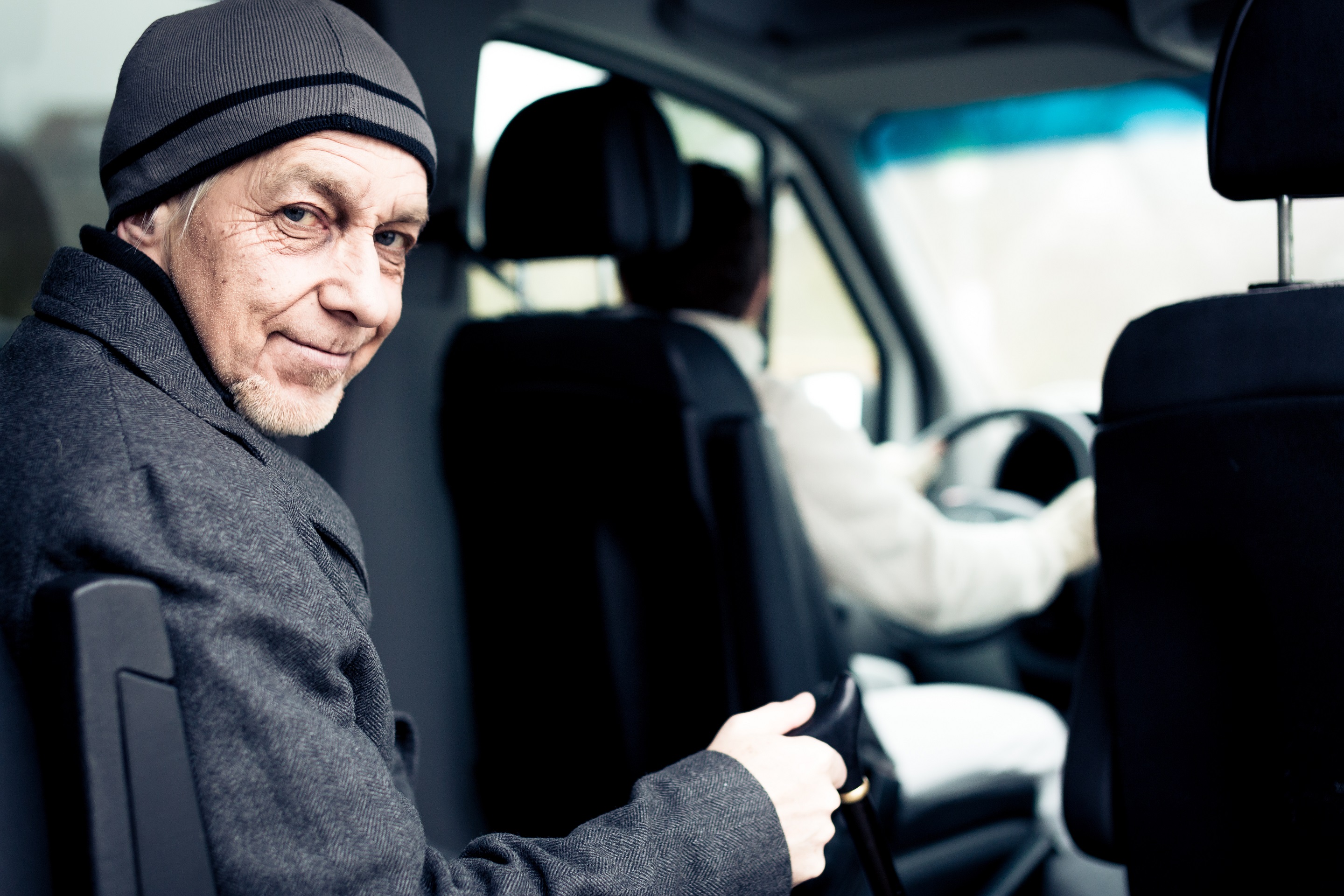 passenger in paratransit van